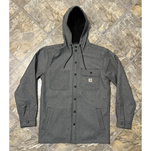 Carhartt Other - Carhartt Jacket Mens Small Gray Snap Button Rain Defender Fleece Lined 105022
